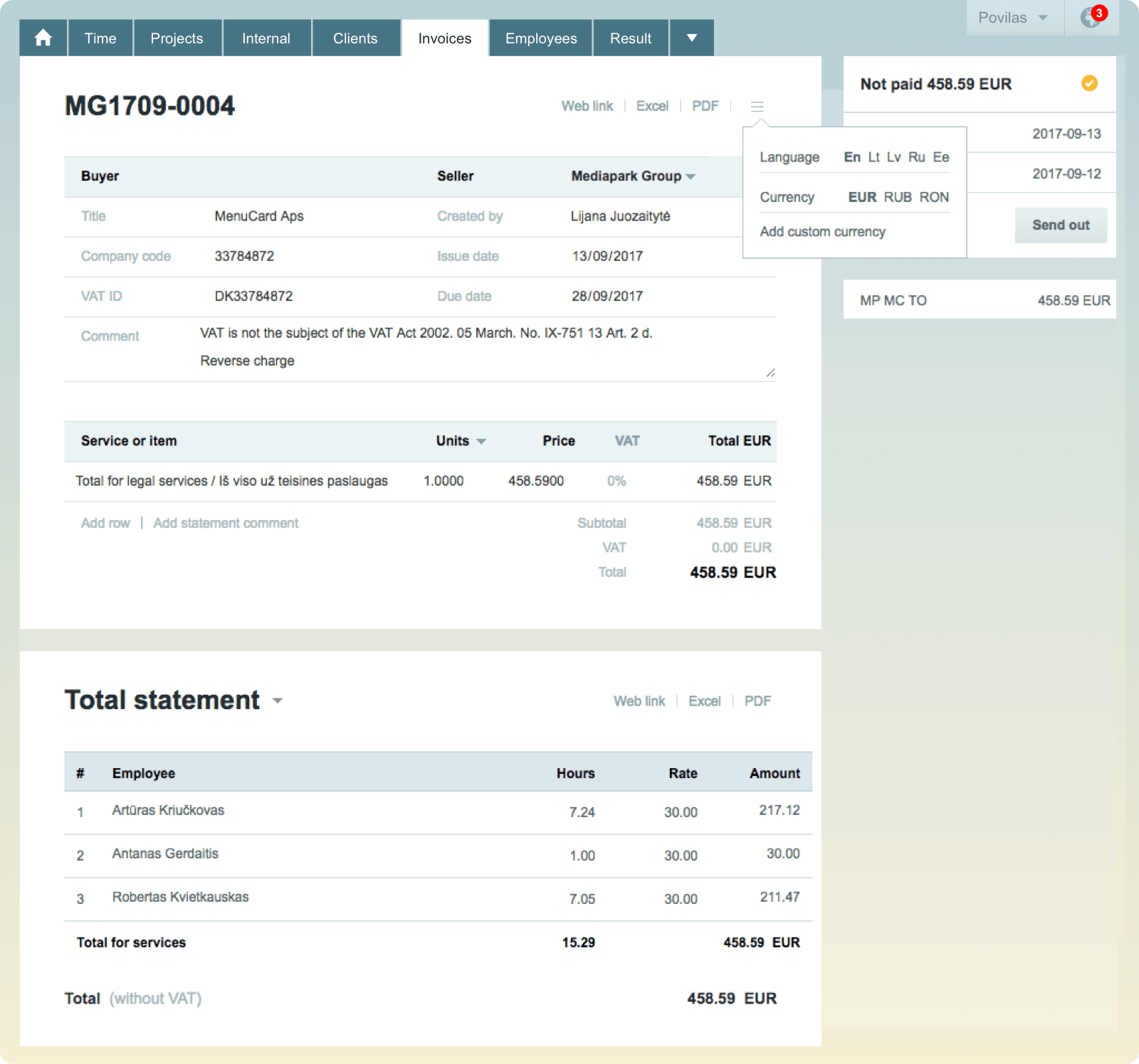 Invoices Timebase